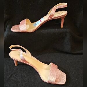 Michael Kors Primrose Pink Glitter Slingback High Heel Sandals-Size 8.5
